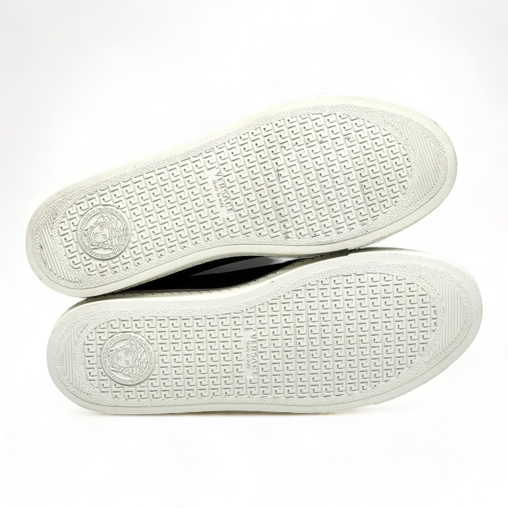 Versace Beverly Palm Print Canvas and Leather Sneakers - 40 - Picture 6 of 8